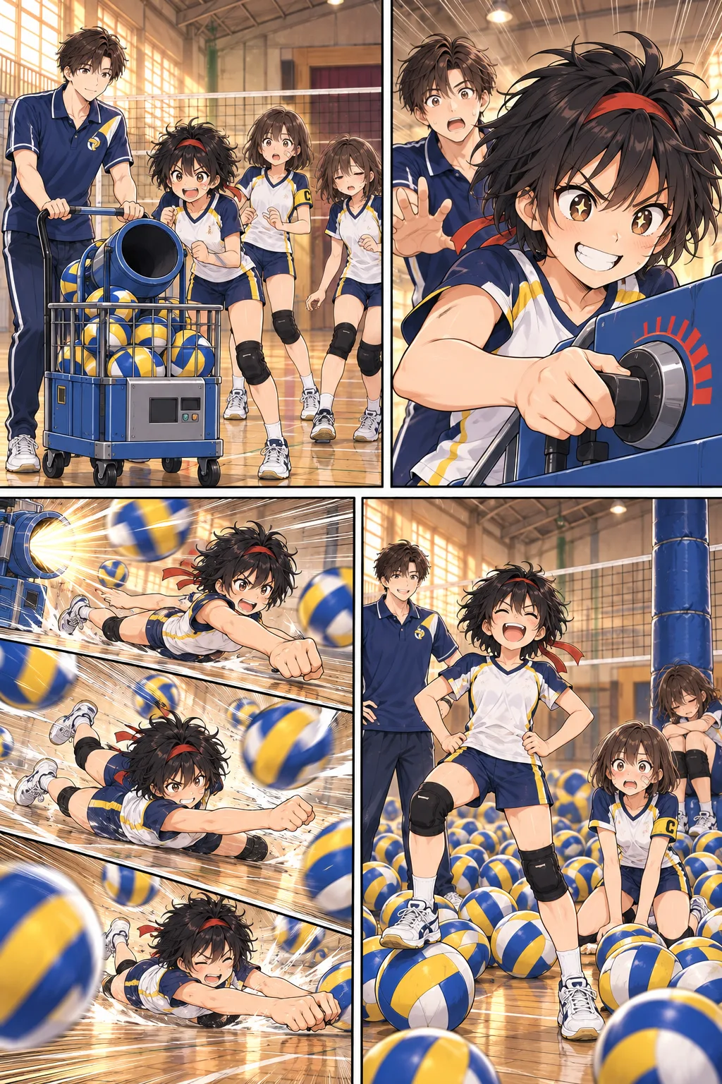 การ์ตูนหน้า 3: ฝึกกับเครื่องยิงลูก
